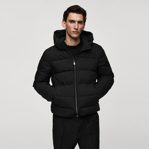 Veste matelassée à capuche pour homme de qualité, noire, manches longues, fermeture éclair, vêtements de rue d'hiver - Product Image 4
