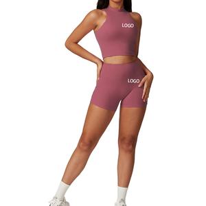 Conjuntos de Yoga de Dos Piezas para Mujer, Diseño Personalizado, Cintura Alta, Malla Transpirable, Cierre con Cordón y Logotipo Frontal, para Gimnasio y Fitness - Product Image 5