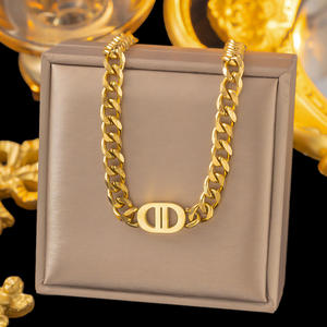 Nuova Collana di Lusso Trendy Placcata Oro 18K <span class=keywords><strong>con</strong></span> Catena Cubana Regolabile e Lettera, in Acciaio al Titanio <span class=keywords><strong>con</strong></span> Opale, da Donna, per Matrimoni e Feste - Product Image 3