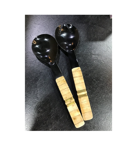 Fiestas Cena Servidor de ensaladas hecho con cuchara de cuerno de búfalo con mango de hueso para el hogar Cocina Mesa Cubiertos Cuchara Uso - Product Image 4