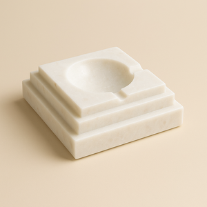Cendrier carré en pierre blanche de qualité supérieure avec bol rond profond, porte-cigarettes en marbre artisanal, décoration moderne élégante, vente chaude, luxe - Product Image 4