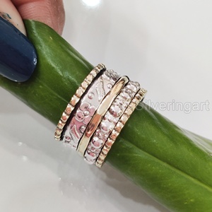 Anneau de méditation Spinner Band Bague de pouce pour femme en argent sterling 925 Fidget Bijoux faits à la main Anxiété de Noël Bague Spinner pour homme - Product Image 5