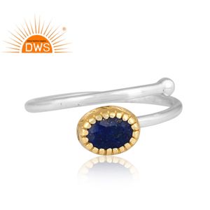 Best selling fine sterling silver natural <b>Lapis</b> <b>Lazuli</b> gemstone adjustable <b>ring</b> custom jewelry manufacturer - Product Image 2
