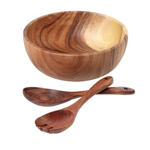 Ustensiles de cuisine bol de service imprimé finition naturelle bol en bois traiteur servir salade pâtes et soupe bol de service - Product Image 3