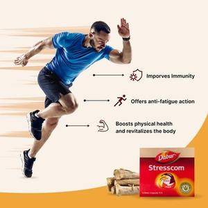Complément alimentaire authentique Dabur Stresscom 10 N à base de plantes pour soulager le stress, favorisant le calme de l'esprit, l'énergie et l'équilibre - Product Image 1