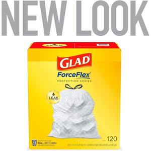 ถุงขยะหูรูดสูง GLAD ForceFlex, ถุงขยะสีขาว 13 แกลลอนสําหรับถังขยะในครัวทรงสูง, ถุงป้องกันการรั่วไร้กลิ่น - Product Image 2