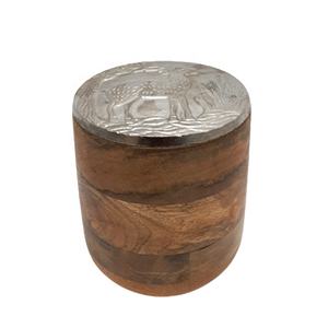 Meena-caja redonda de madera blanca con tapa, caja de madera blanca para lavar comida, frutas secas seguras a granel - Product Image 4