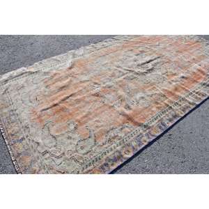 Alfombra Turca Grande de 5.1x9.7 pies, Alfombra Vintage, Alfombra de Lana con Puntos Naranja y Azul - Product Image 2