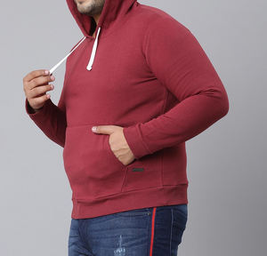 Sudadera con estampado liso rojo de talla grande para hombre con logotipo personalizado, Sudadera con cuello redondo de manga larga de algodón 100%, Sudadera con cuello redondo de talla grande - Product Image 5