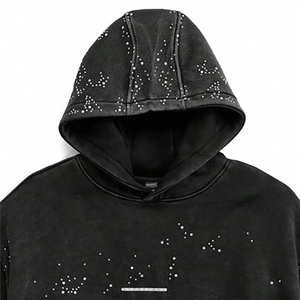 Sweat à capuche personnalisé 2025 avec logo, effet délavé et strass, sweat à capuche délavé au soleil, sweat à capuche à strass empilés, effet délavé à l'acide pour hommes - Product Image 6
