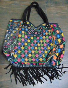 Bolso de hombro de algodón bordado multicolor elegante para mujer ecológico bohemio Vintage hecho a mano con cierre de cremallera - Product Image 4