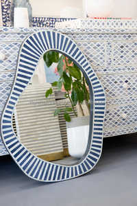 Cadre d'incrustation d'os de miroir mural en nacre décoratif de conception moderne de haute qualité pour la décoration murale multifonctionnelle - Product Image 3