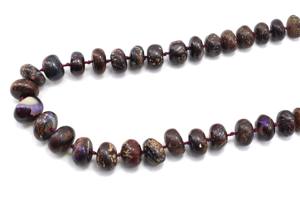 Collar de Piedras Naturales de Ópalo Boulder de Alta Calidad AAA+ TOP 7X12MM, Cuentas Redondas con Cierre de Diamantes Pavé - Product Image 3