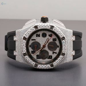 Bling Lab Grown Diamond Watch Bracelet en caoutchouc noir Design Montre Chronographe Cadran Montre Pour Lui - Product Image 5