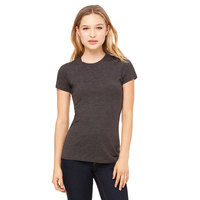 BELLA + CANVAS 6004Essentials Kaos Wanita Slim-Fit Denim Lengan Pendek Kerah Bulat dengan Detail Lubang Katun Maroon Kasual