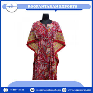 Taille Libre Indien Main Bloc Imprimé Caftan Robes pour Femmes Doux Coton Voile Long Loungewear Plus Size Friendly - Product Image 2