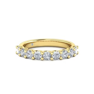 Anillo de Boda con Diamantes Cultivados en Laboratorio en Forma de U, Diamantes Redondos, Oro Sólido de 14K, F-VS2, Engaste en Forma de U, Joyería de Diamantes Sostenible - Product Image 3