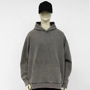 Sudaderas con capucha lavadas con ácido personalizadas con servicio OEM sudaderas de lana con cremallera con impresión digital estilo callejero largo al por mayor - Product Image 1