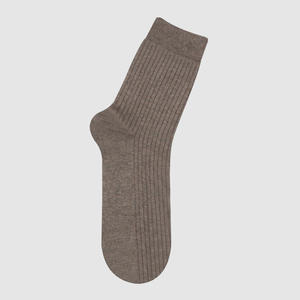 Chaussettes en coton pour hommes - Chaussettes habillées mi-mollet épaisses, couleur unie, design côtelé coréen pour le travail quotidien ODM-Plain D MC010 - Product Image 2