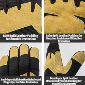 Vente en gros de gants de maréchal-ferrant d'hiver en cuir fendu, doigts renforcés, vêtements de travail de protection écologiques et personnalisables pour écran tactile - Product Image 4
