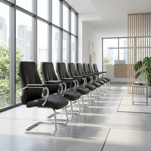 Silla de espera de cuero ecológico de Nueva York en negro para oficina, escuela, salón, centro comercial, recepción de hospital, sala de estar hecha de material de PU - Product Image 2
