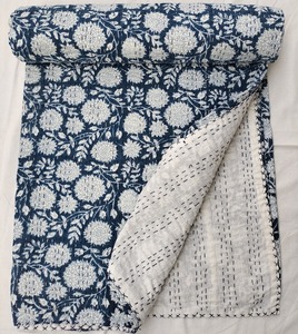 Pur coton lavé à la main réversible Handblock imprimé bébé Kantha couette pour achat en gros au meilleur prix - Product Image 6