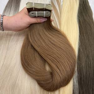 EXTENSIONES DE CABELLO HUMANO RUSO DONANTE CRUDO COLORES DE LUJO INS CINTA LARGA VENTA CALIENTE CUTÍCULA ALINEADA - Product Image 3