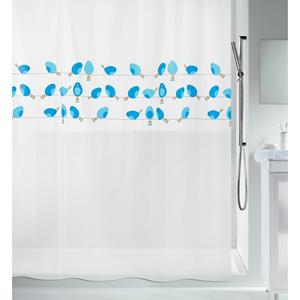 Spirella Birdy Collection, Rideau de douche textile 180 x 200, 100% polyester, Bleu - Product Image 4