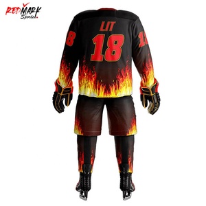 ชุดยูนิฟอร์มฮอกกี้น้ำแข็งระดับมืออาชีพ พิมพ์ลายใบไม้แห้งด้วยเทคนิค Sublimation วัสดุไนลอน/แคชเมียร์ สีตามสั่ง ชื่อทีม คุณภาพสูง - Product Image 3