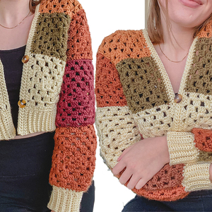 Suéter de algodón de punto abierto de lujo para mujer, estilo de cuello redondo y logotipo personalizado, cárdigan cuadrado acogedor, suéter de punto - Product Image 2