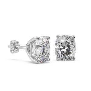 Boucles d'oreilles en or blanc 14 carats avec diamants taille coussin 0,75 ct H SI1-SI2 - Product Image 2