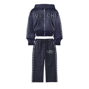 Conjuntos de Sudadera con Capucha y Pantalones Deportivos Personalizados para Hombre, Estilo Desgastado con Lavado Ácido y Decoloración por el Sol - Product Image 1