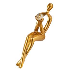 Venta caliente estilo moderno aluminio fundido hombre sentado estatuilla escultura sólido pisapapeles mejores precios - Product Image 2