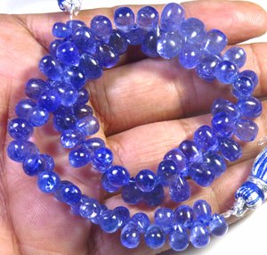 Cuentas de Tanzanita Azul Natural de Alta Calidad, Hilo de 9 Pulgadas, Forma de Lágrima, Pulido Liso, Pleocroico, 6-10 mm, Cuentas Sueltas para Joyería - Product Image 3