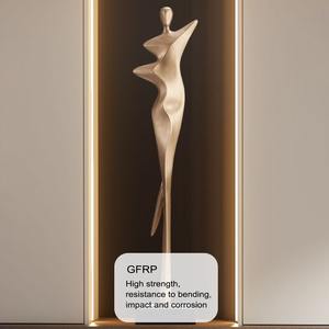 Figurine de femme en métal doré de qualité supérieure, sculpture de table, accent décoratif artistique pour les intérieurs contemporains, vente en gros en provenance d'Inde - Product Image 2