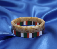 Brazalete de Resina Hecho a Mano para Mujer - Brazalete con Patrón de Rayas Multicolores y Mármol |   Joyería de Moda Ligera - OEM y ODM