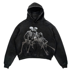 Customized Heavyweight Cotton Hoodie <b>Vintage</b> Acid Wash Distressed Cropped <b>Sweatshirt</b> With Embroidery Patch Applique - Product Image 3