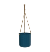 Pot suspendu noir en métal avec corde en jute naturelle résistante, design moderne élégant, pot suspendu décoratif