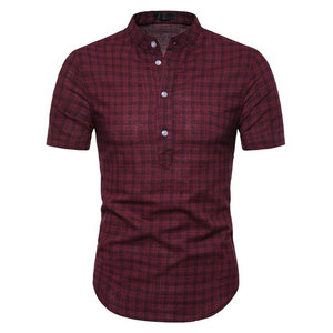 Chemise à manches courtes en toile 100 % coton de haute qualité pour homme, design élégant, tricotée, décontractée, grande taille - Product Image 1