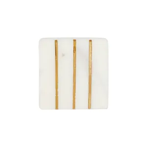 Poignée de tiroir carrée en marbre avec rayures dorées, design traditionnel, installation facile pour commode et porte d'armoire - Product Image 1