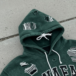 Sudadera con Capucha de Alta Calidad para Hombre, Estilo Urbano, Personalizada, de Algodón Puro, con Detalles Desgastados, Estilo Vintage, Bordada - Product Image 5