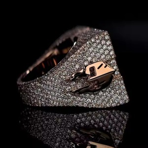 Anillo de diamante de buena calidad Lab Grown Star Design con anillo de rapero de Hip Hop de corte redondo y Baguette para hombres y mujeres - Product Image 4