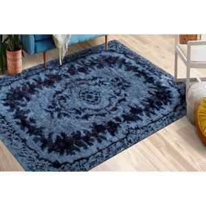 Alfombra Negra con Medallones: Estilo Étnico Turco, Alfombra Antideslizante, con Pelo Suave - Product Image 1