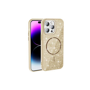 Coque en silicone scintillante Netzy Luxury compatible MagSafe pour iPhone 14 Pro Max 14 Plus 13 Pro Max XR - Édition Or Givré - Product Image 1