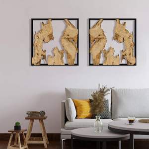 Modern <b>Rustic</b> 20x20 Live Edge Bamboo & Wood Wall Sculpture Handcrafted Natural Art Farmhouse Living Bedroom Kitchen Office - Product Image 3