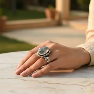 Anillo de Plata 925 con Ojo de Gato para Mujer, Joyería Elegante con Piedras Preciosas - Product Image 2