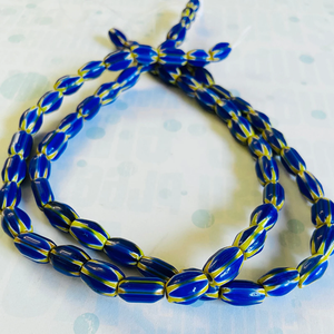 Venta al por mayor, suministro a granel, cuentas de vidrio de Chevron tribal Azul Rojo, cuentas de cristal artesanales opacas para la fabricación de joyas - Product Image 2