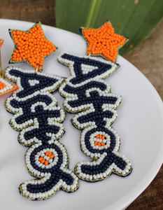 Pendientes de Diseño con Cuentas Hechos a Mano, Hermoso Diseño de Letras, Bordado con Cuentas de Estrella, Ligeros y Atractivos para el Día del Partido - Product Image 1