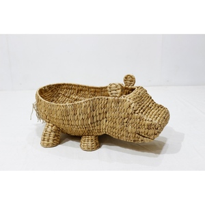 Artex Dong Thap Eco-Friendly Cute Water Hyacinth Hippo Shaped Multifunction Kids Storage <b>Basket</b> for <b>Toys</b> & Decor - Product Image 4