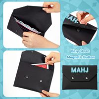 Mahjong-Karten-Tasche, Mahjong-Kartenhalter, Mahjong-Kartenhülle aus Leder, Mahjong-Karten-Clutch-Etui, Schwarz
